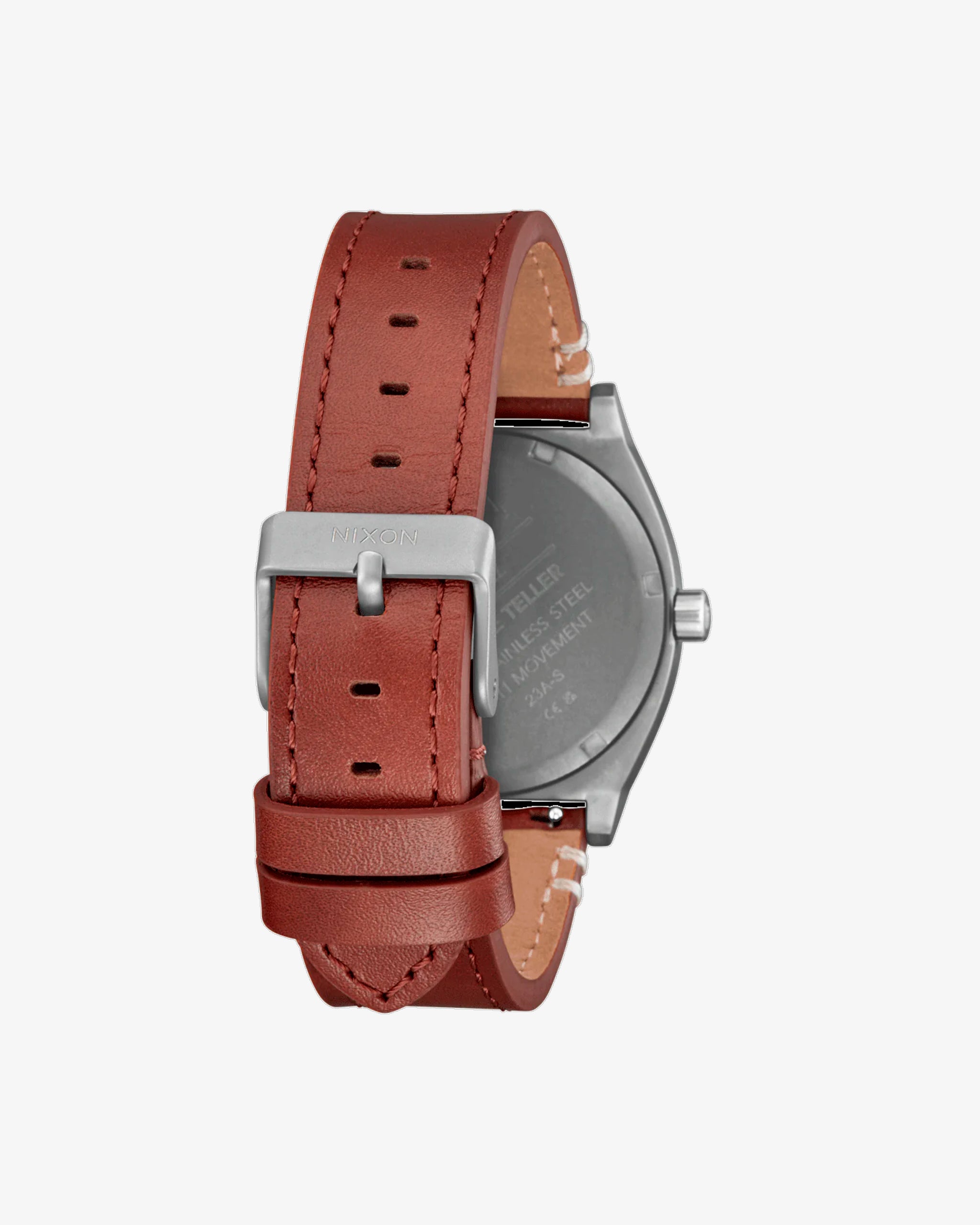 Nixon time outlet teller leather strap