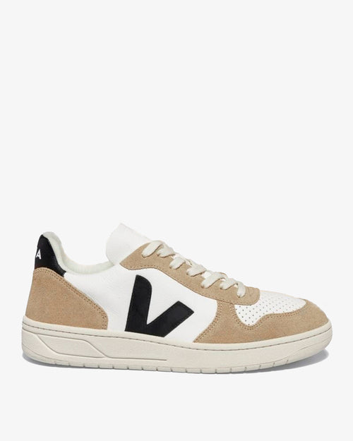 Veja V-10 Chromefree Leather Extra White Black Sahara